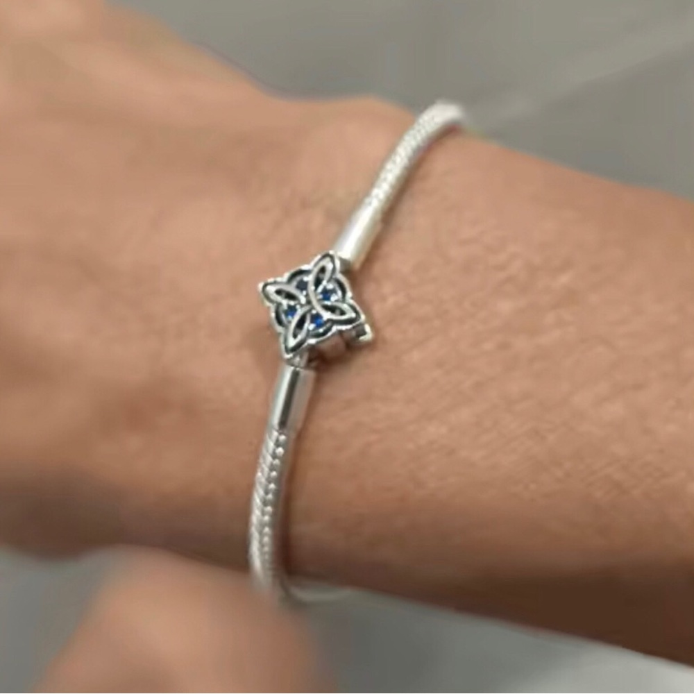 Sterling Silver Blue Celtic Star Charm Bracelet